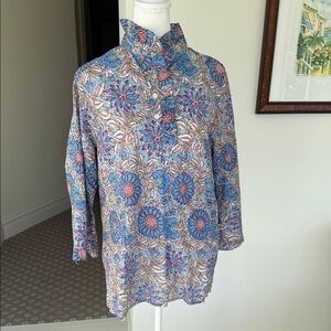 Floral Blue Women's Blouse